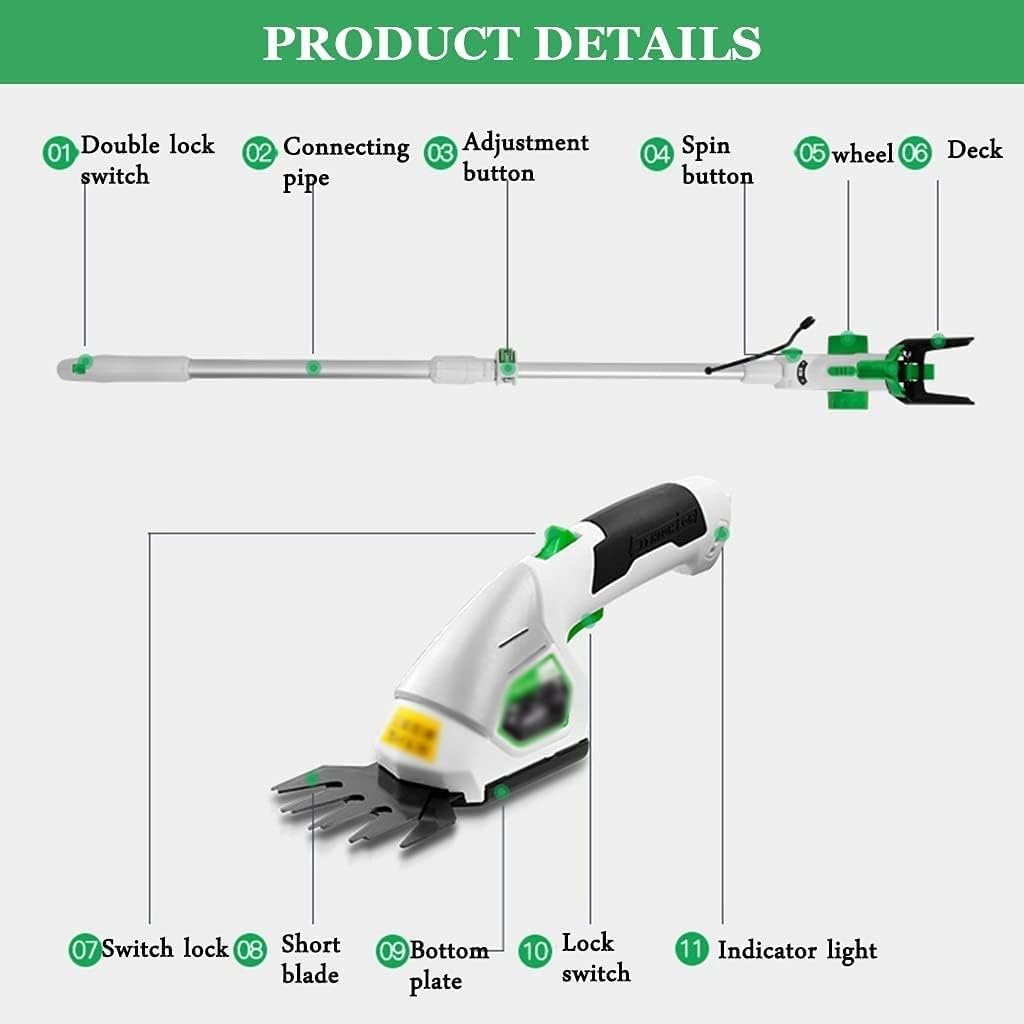 Electric Lawn Mower Removable 2-in-1 Electric Lawn Mower Small Household Multifunctional Weeder 7.2V/1500mAH Integrated Lithium Battery Two Blades