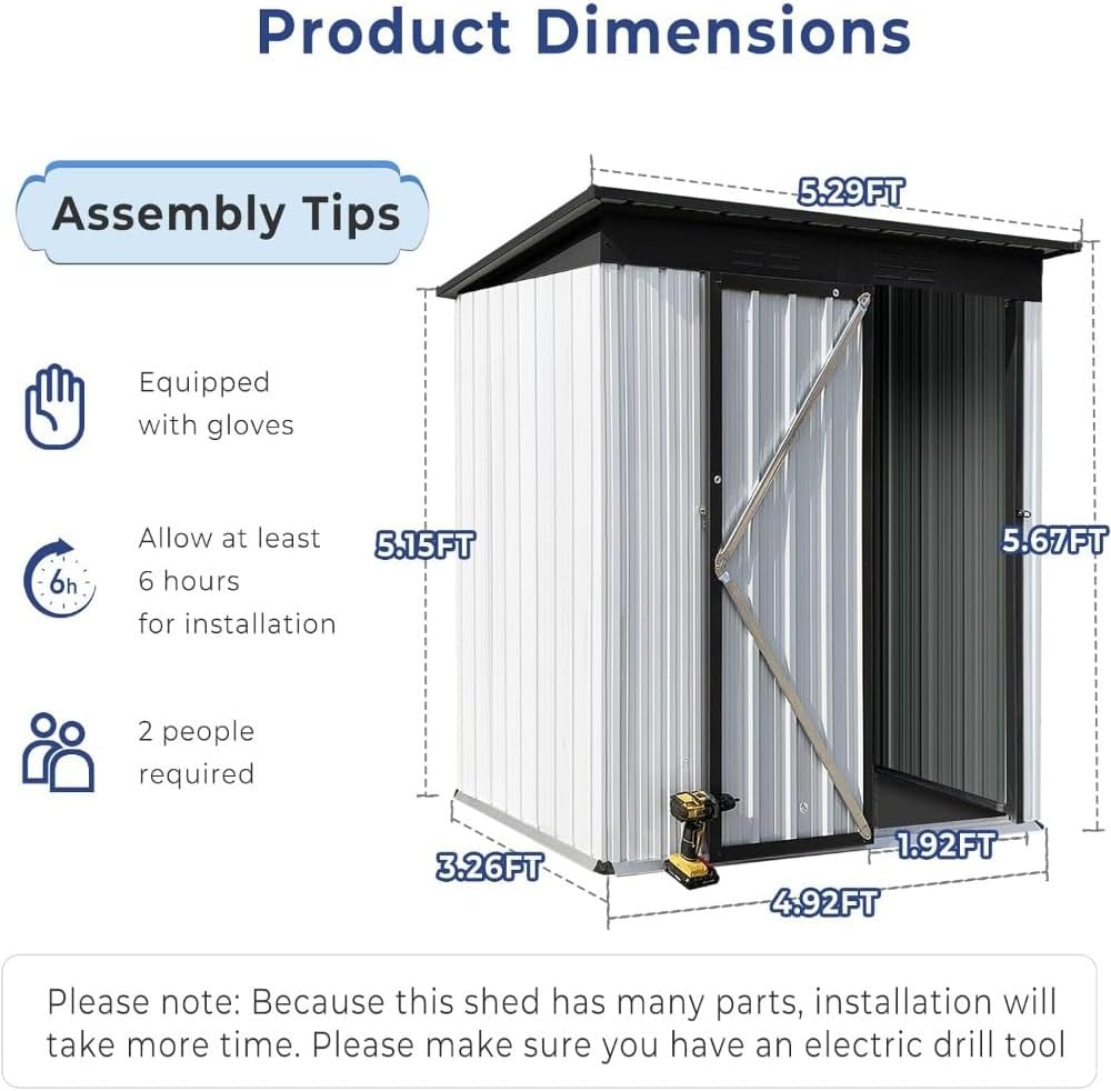 Outdoor Metal Storage Shed with Lock