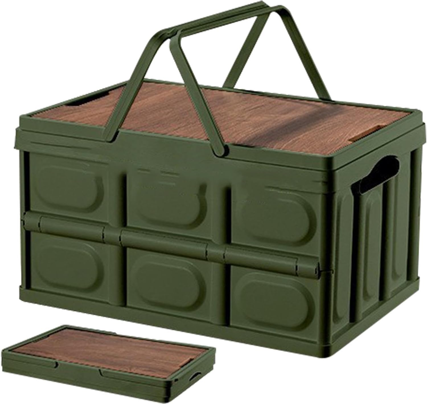 Outdoor Camping Folding Box Storage Box Portable Handle Large Capacity | Outdoor Storage for Patio Reliable Material, Wide Applications, Bathroom, Camping, Garden, Car