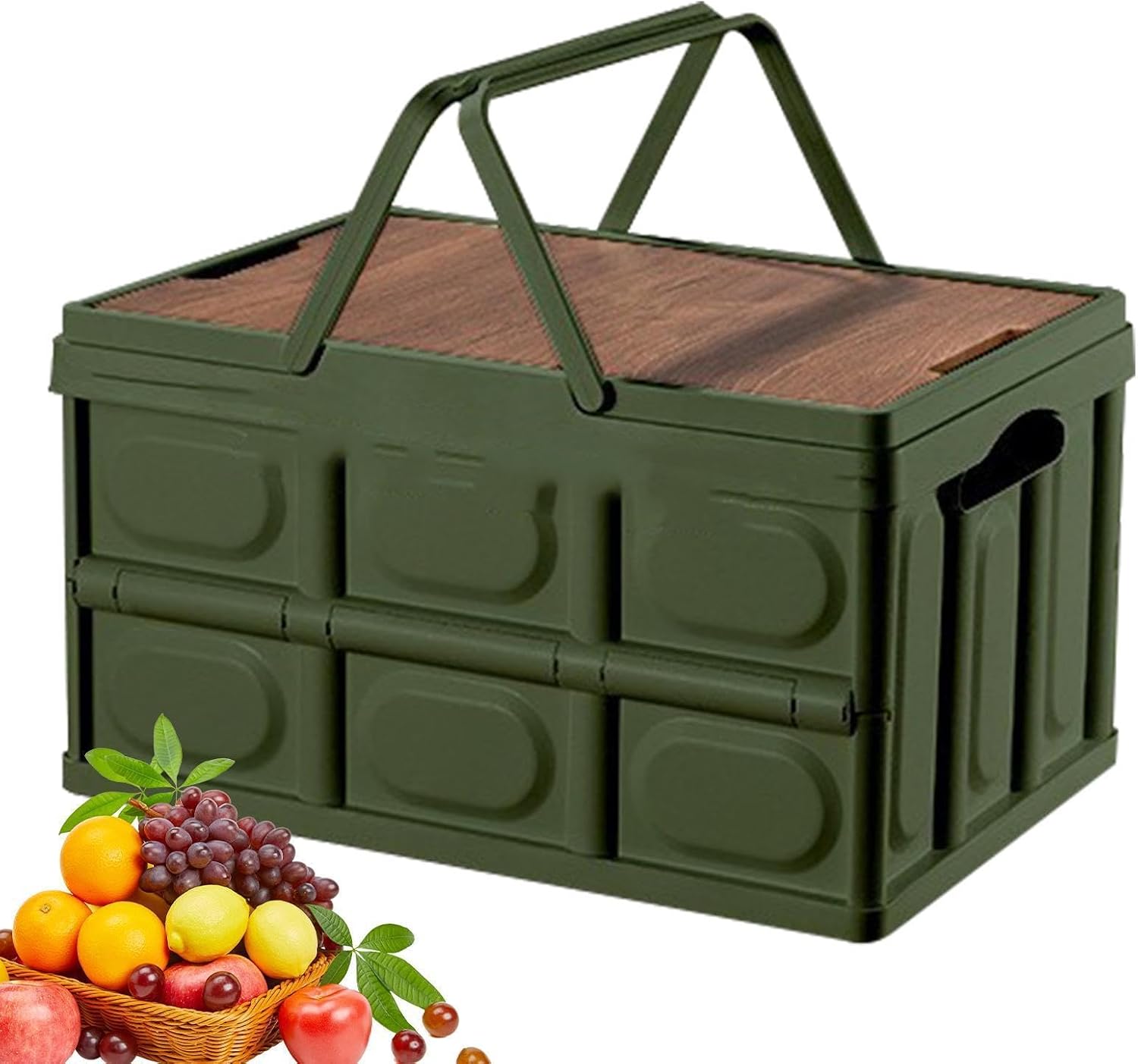 Outdoor Camping Folding Box Storage Box Portable Handle Large Capacity | Outdoor Storage for Patio Reliable Material, Wide Applications, Bathroom, Camping, Garden, Car