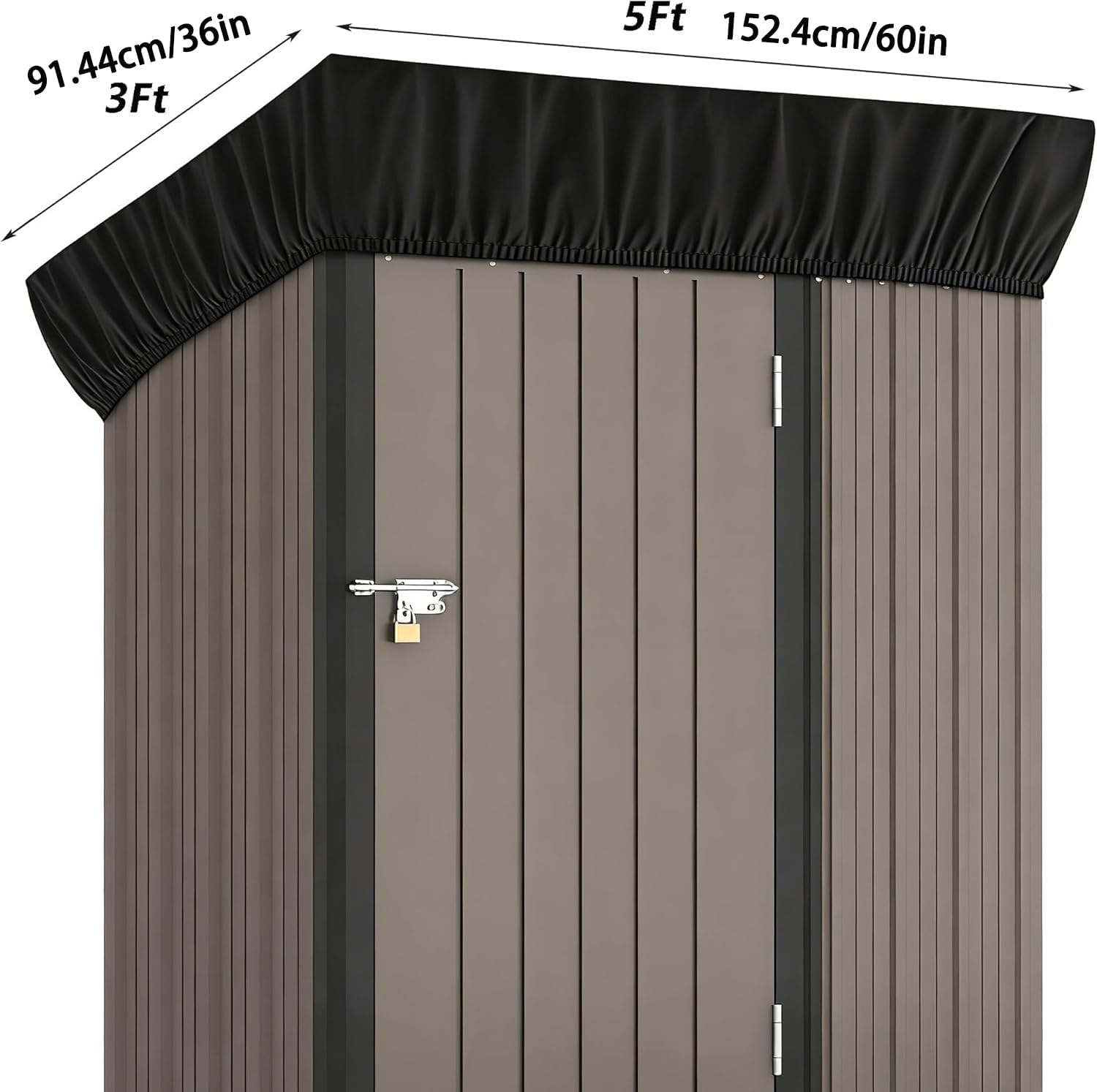 Outdoor Storage Shed Cover 5x3 ft, Heavy Duty Waterproof Oxford | 600D Oxford, PU coating, fully taped seams. Windproof, dustproof, UV-resistant. Elastic hem fits metal sheds.