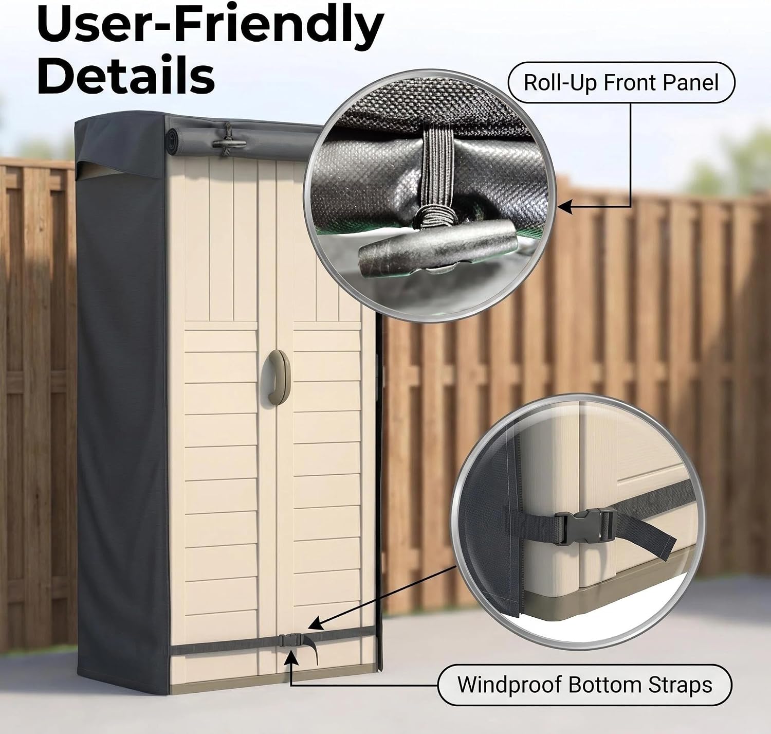 Outdoor Storage Shed Cover 33"x27"x72" (Cover Only) | Waterproof UV-Resistant Dustproof Cabinet Covers for Suncast Sheds, Black