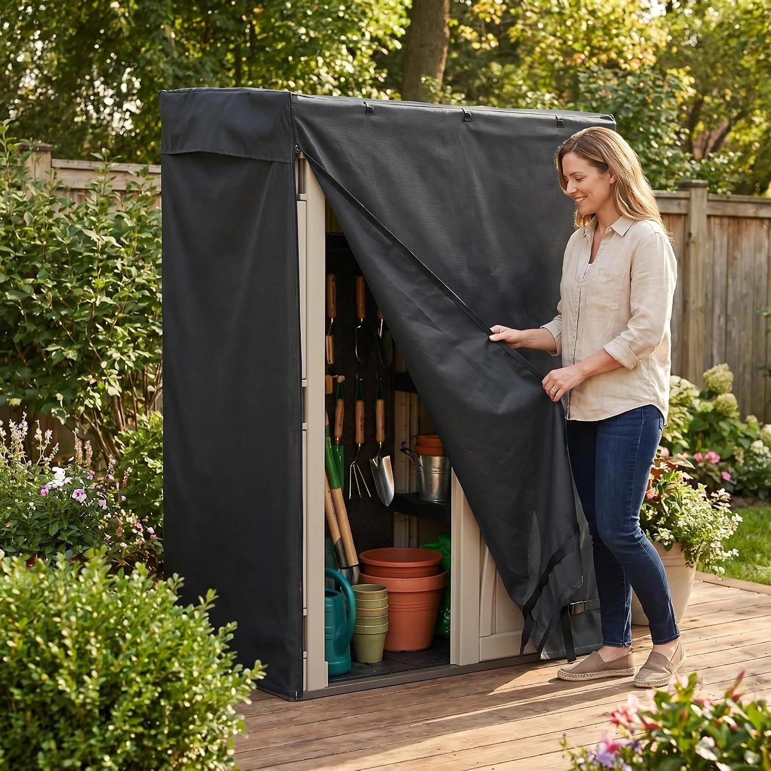 Outdoor Storage Shed Cover 72"x46"x78" (Cover Only) | Waterproof UV-Resistant Dustproof Cabinet Covers for Suncast Sheds, Black