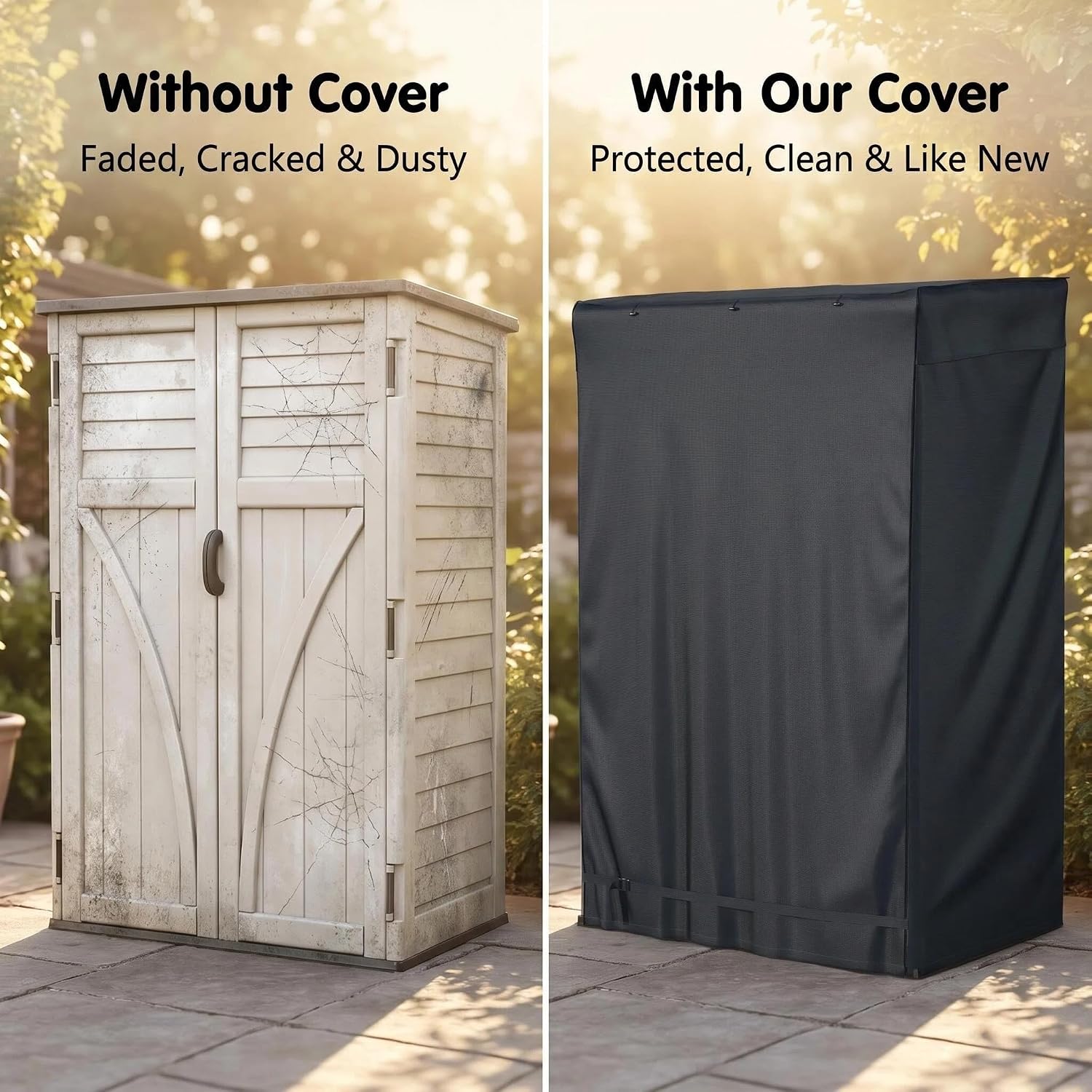 Outdoor Storage Shed Cover 72"x46"x78" (Cover Only) | Waterproof UV-Resistant Dustproof Cabinet Covers for Suncast Sheds, Black