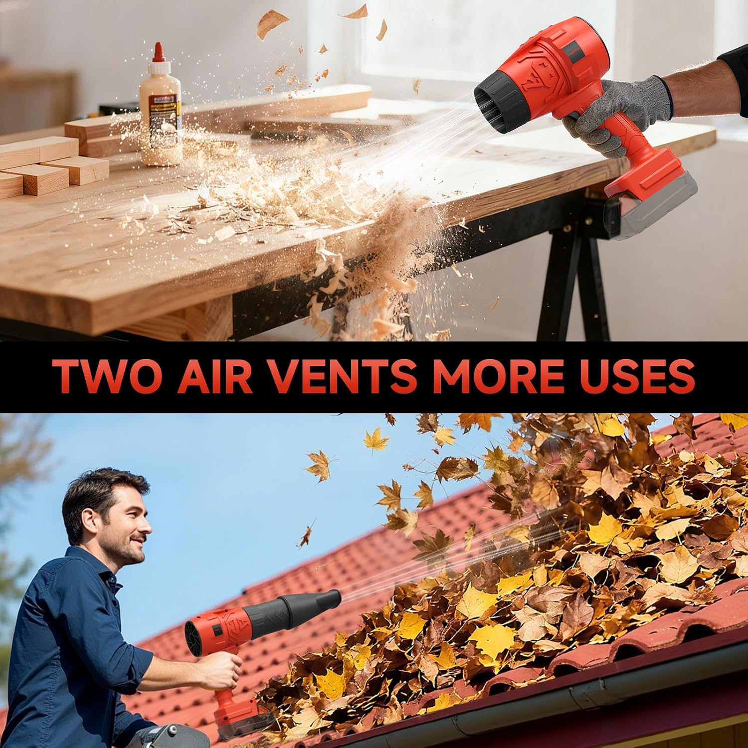 Electric Leaf Blower Cordless for Milwaukee M18 Battery, Mini Leaf Blowers for Lawn Care, Blowing Leaves & Dust, Battery Powered Handheld Leaf Blower, Portable Jobsite Blower (Battery Not Included)