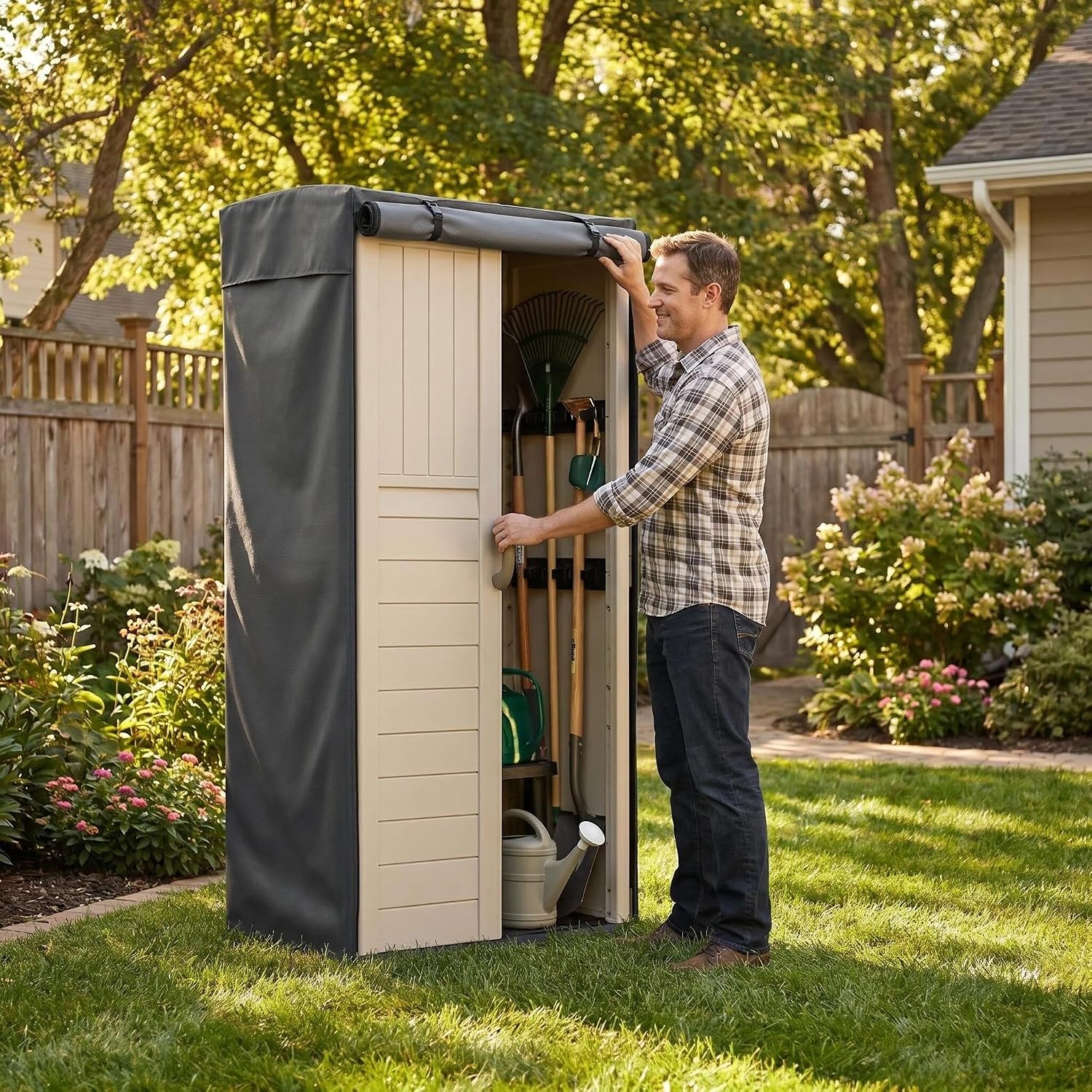 Outdoor Storage Shed Cover 33"x27"x72" (Cover Only) | Waterproof UV-Resistant Dustproof Cabinet Covers for Suncast Sheds, Black
