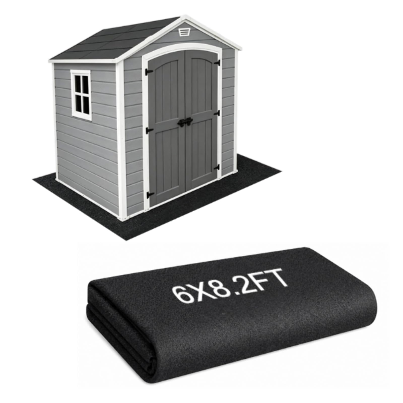 POOLTALE 8 x 10.2FT Shed Floor Mat, Outdoor Storage Shed Mat with PE Backing for Dust, Oil, Waterproof Nonslip Durable Protector Rug for Carport Patio Garage Garden, Storage Shed Not Included