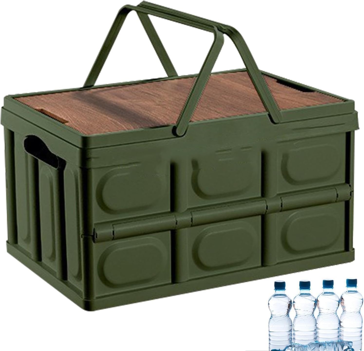 Outdoor Camping Folding Box Storage Box Portable Handle Large Capacity | Outdoor Storage for Patio Reliable Material, Wide Applications, Bathroom, Camping, Garden, Car