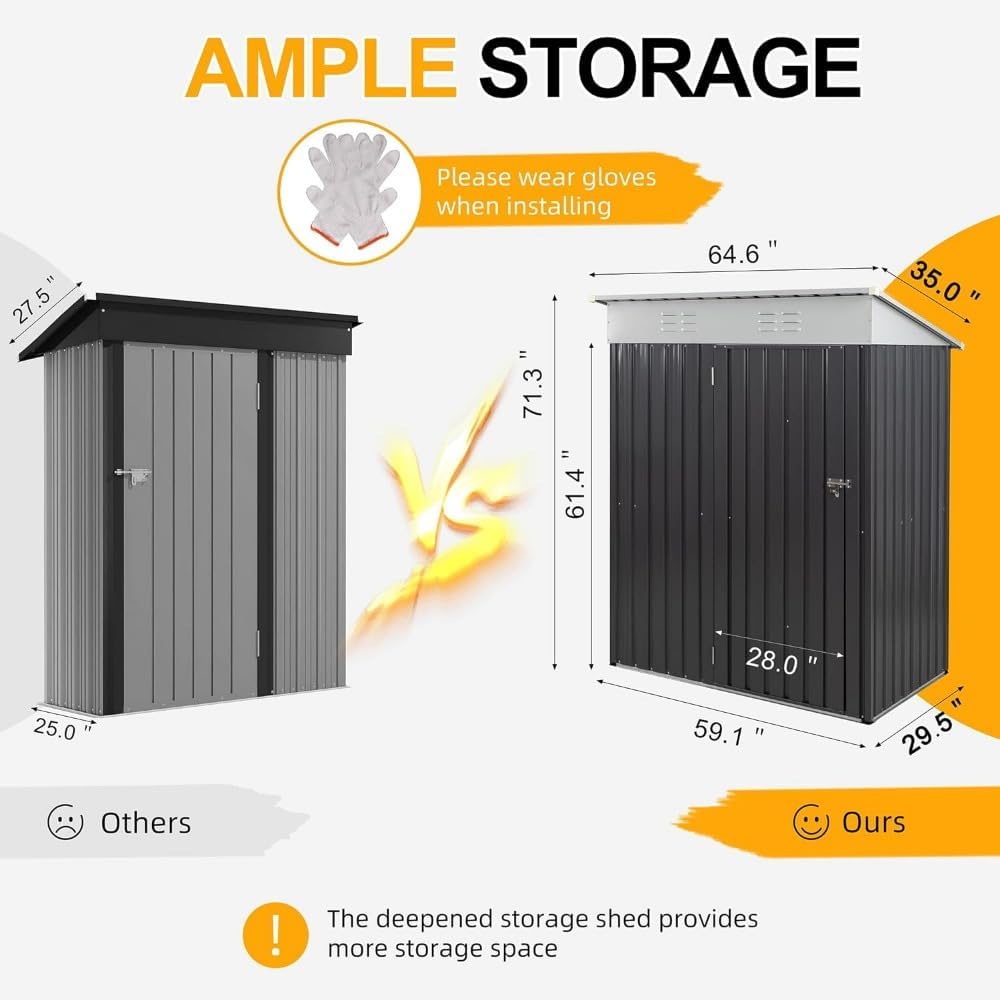 Waterproof Outdoor Metal Storage Shed with Lockable Door