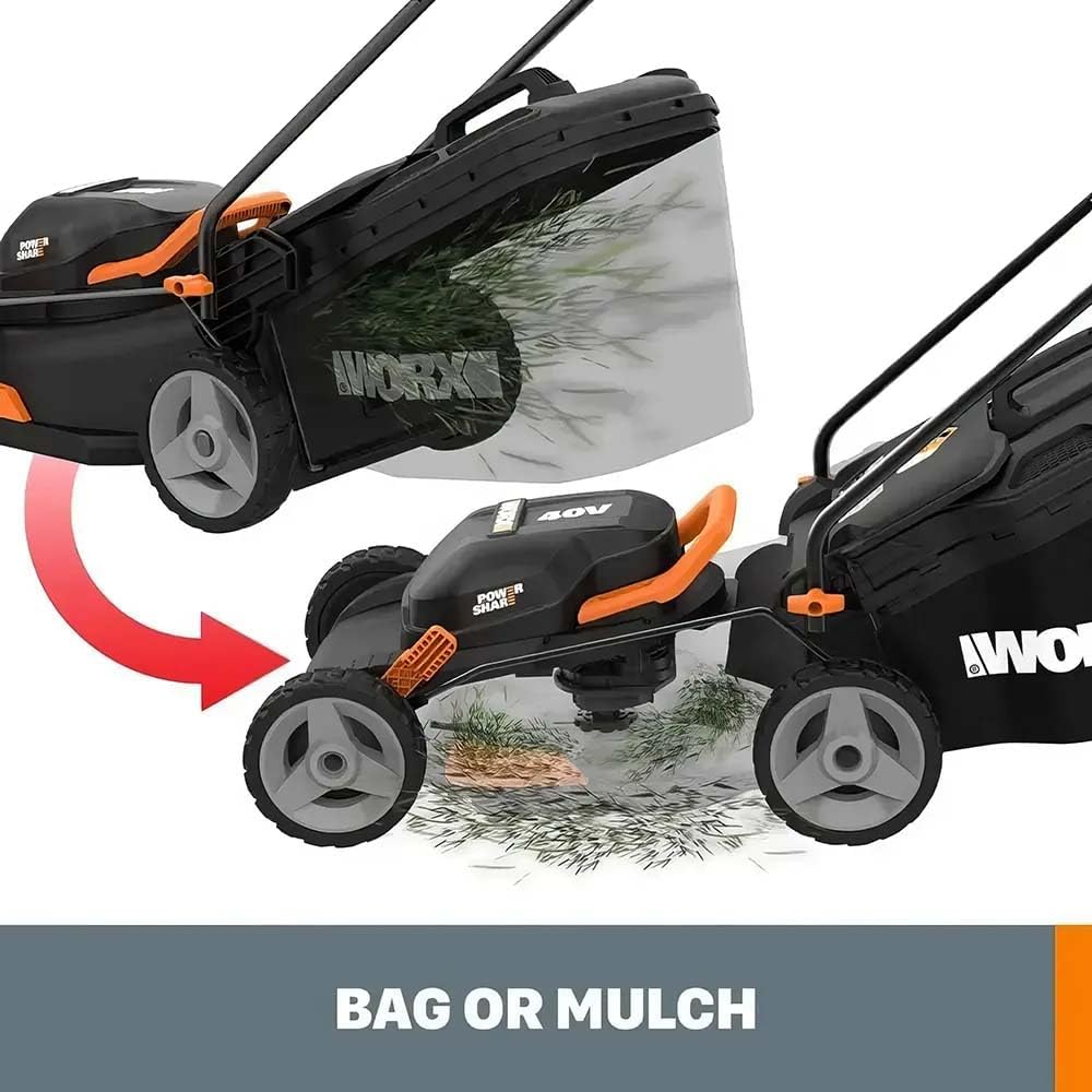 Efficient 40V Cordless 14" Lawn Mower with Dual Batteries & Charger
