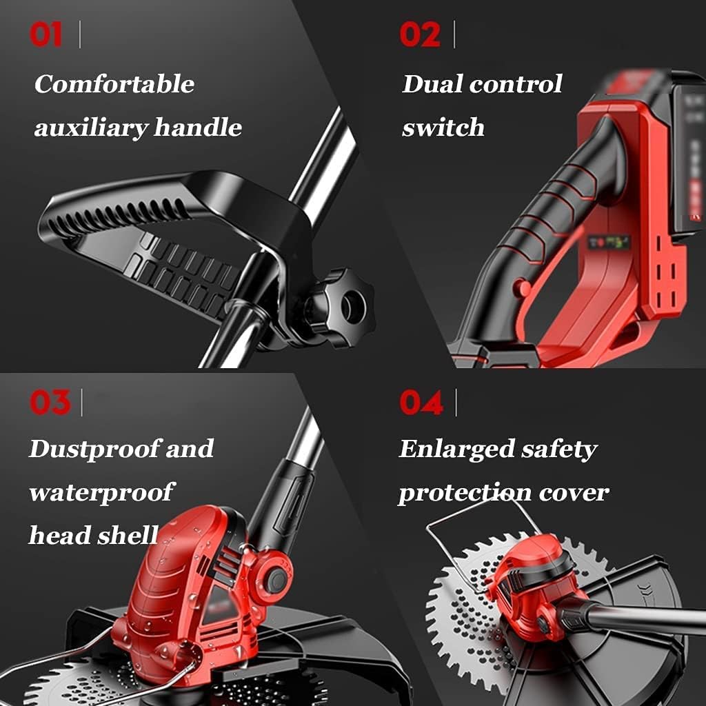 Grass Trimmer Cordless Household Rechargeable Lawn Mower Outdoor Electric Weeder Multifunctional Cleaning Equipment for Gardening (Battery: Battery*2 Specification: 29000mAh) (23000mAh Battery*1)
