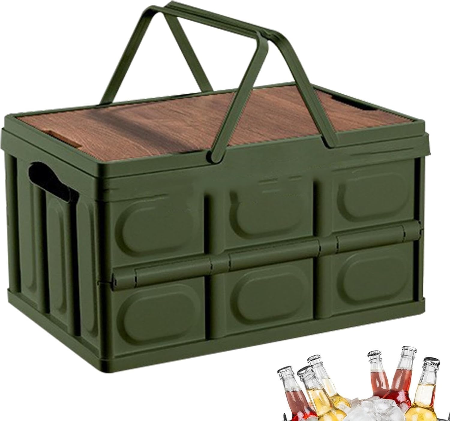 Outdoor Camping Folding Box Storage Box Portable Handle Large Capacity | Outdoor Storage for Patio Reliable Material, Wide Applications, Bathroom, Camping, Garden, Car