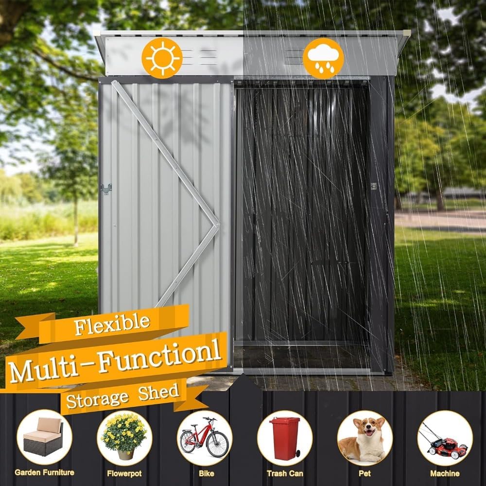 Waterproof Outdoor Metal Storage Shed with Lockable Door
