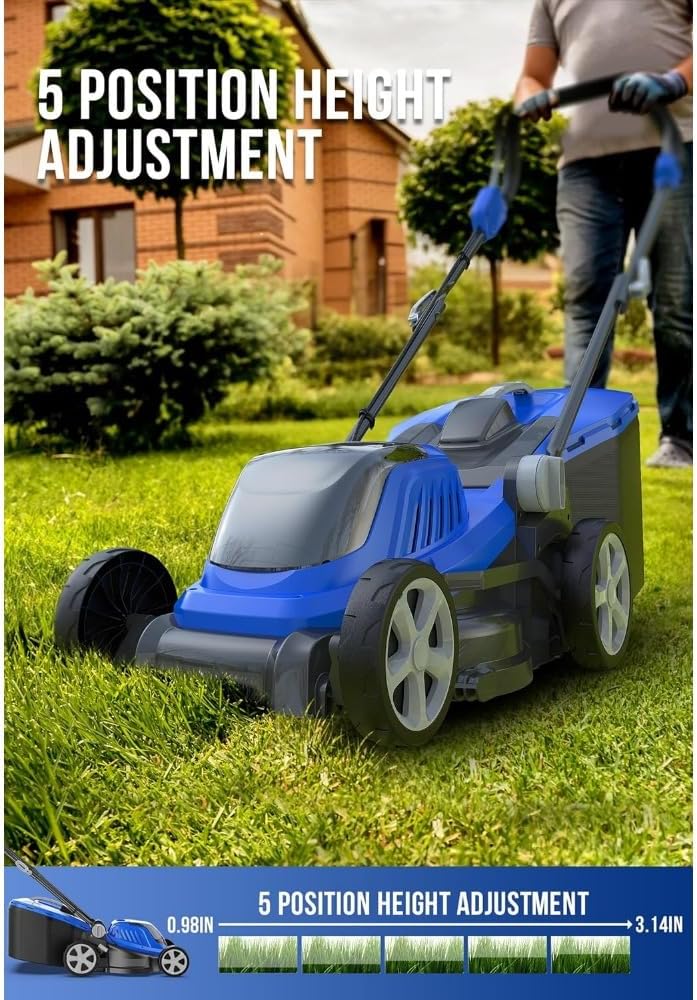 Lawn Mower 40V Brushless Cordless Electric with 5 Cutting Height Adjustments