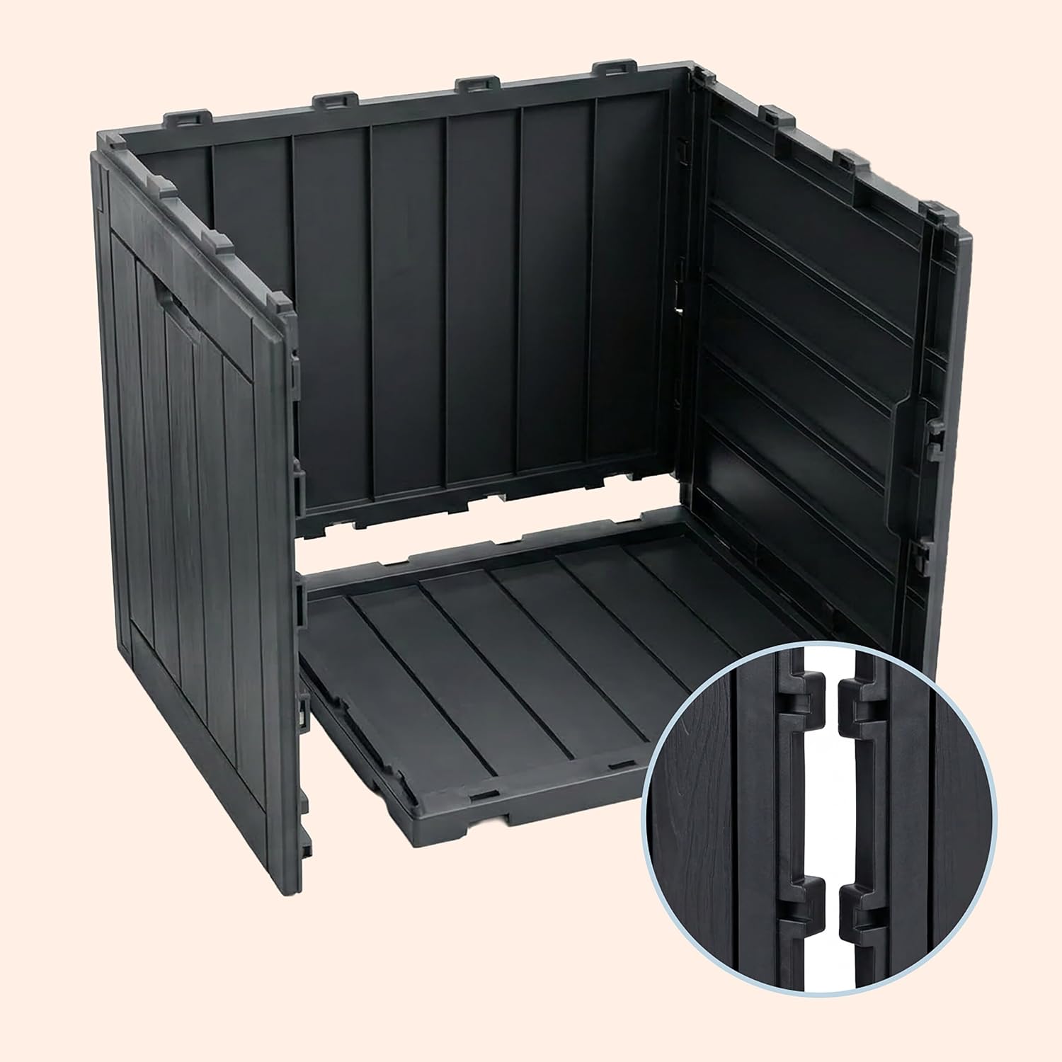 Relaxdays Garden Storage Box with Seat Cushions & Tools, Weatherproof, UV-Resistant, 53x56x43 cm, Black