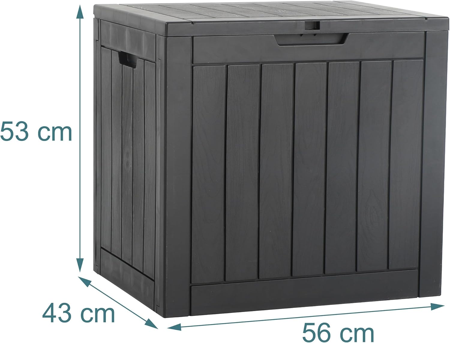 Relaxdays Garden Storage Box with Seat Cushions & Tools, Weatherproof, UV-Resistant, 53x56x43 cm, Black