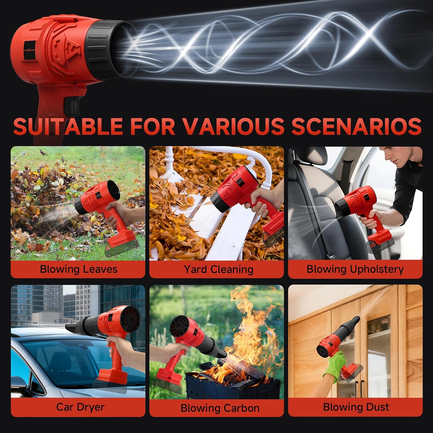 Electric Leaf Blower Cordless for Milwaukee M18 Battery, Mini Leaf Blowers for Lawn Care, Blowing Leaves ＆ Dust, Battery Powered Handheld Leaf Blower, Portable Jobsite Blower (Battery Not Included)