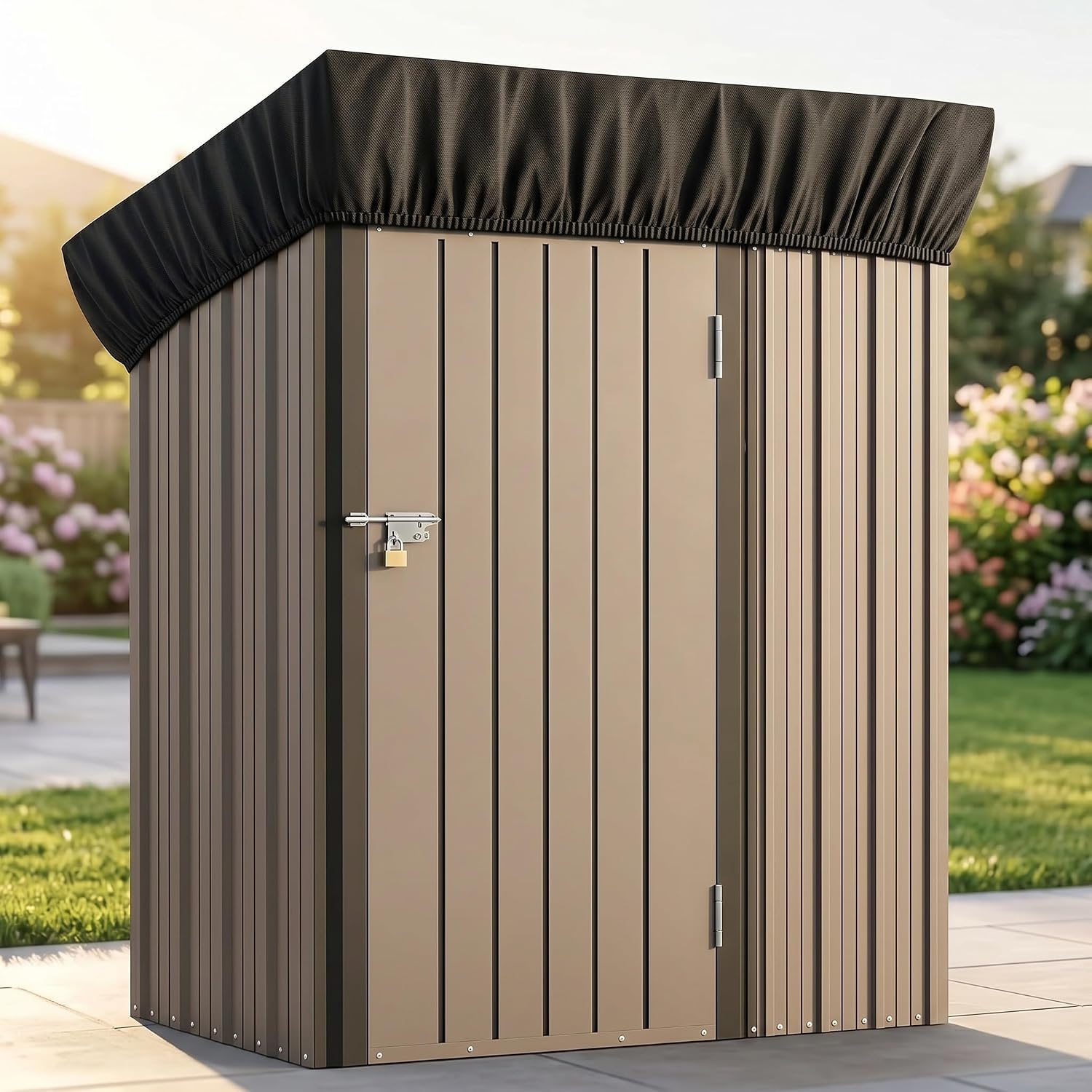 Outdoor Storage Shed Cover 5x3 ft, Heavy Duty Waterproof Oxford | 600D Oxford, PU coating, fully taped seams. Windproof, dustproof, UV-resistant. Elastic hem fits metal sheds.