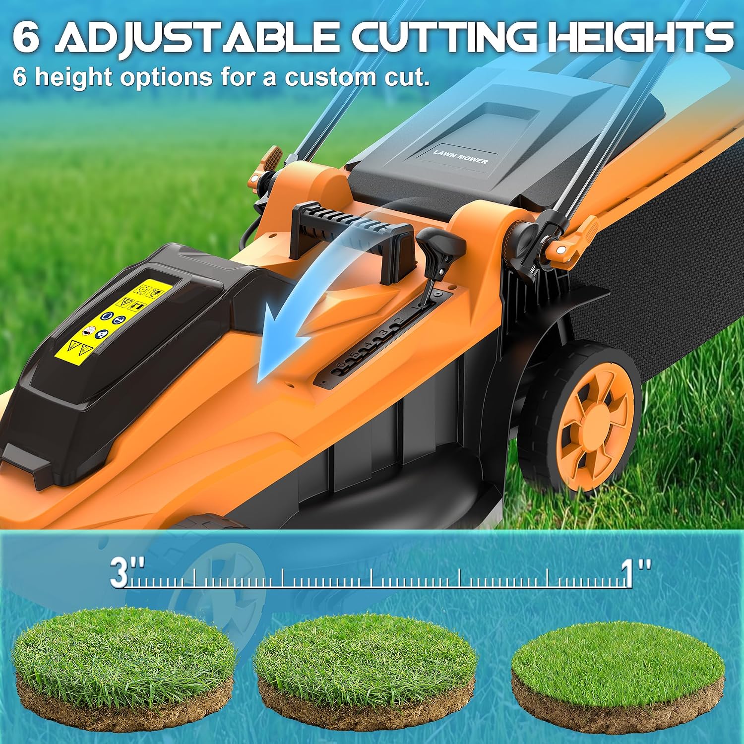 40V Cordless Lawn Mower (No Battery) Compatible with Dewalt 2 * 20VMax Battery, 18" Electric Lawn Mower with 6 Heights Adjustment, Brushless Electric Mower for Garden, Yard