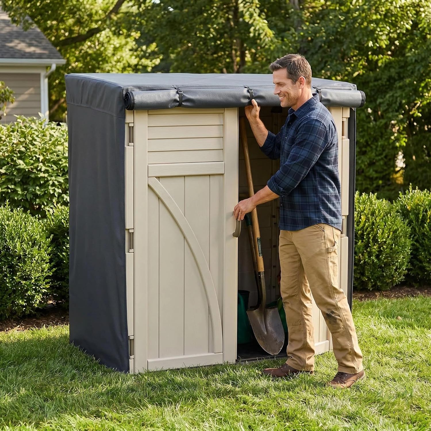 Outdoor Storage Shed Cover 54"x34"x72" (Cover Only) | Waterproof UV-Resistant Dustproof Cabinet Cover for Suncast Sheds, Black
